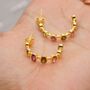 Pink Green Tourmaline Silver Hoop Earrings, thumbnail 6 of 12