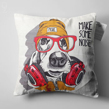Basset Hound Cushion Cover With Dj Dog Cartoon, 5 of 7