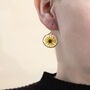 Yellow Pressed Flower In Gold Frame Earrings, thumbnail 1 of 2