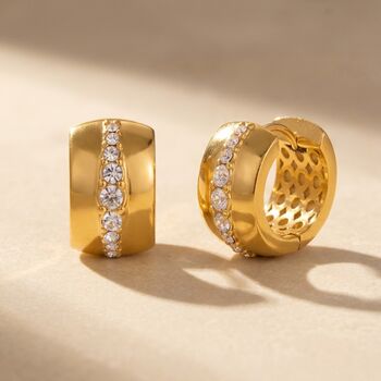 Chunky Pavé 18k Gold Plated Waterproof Hoop Earrings, 2 of 4