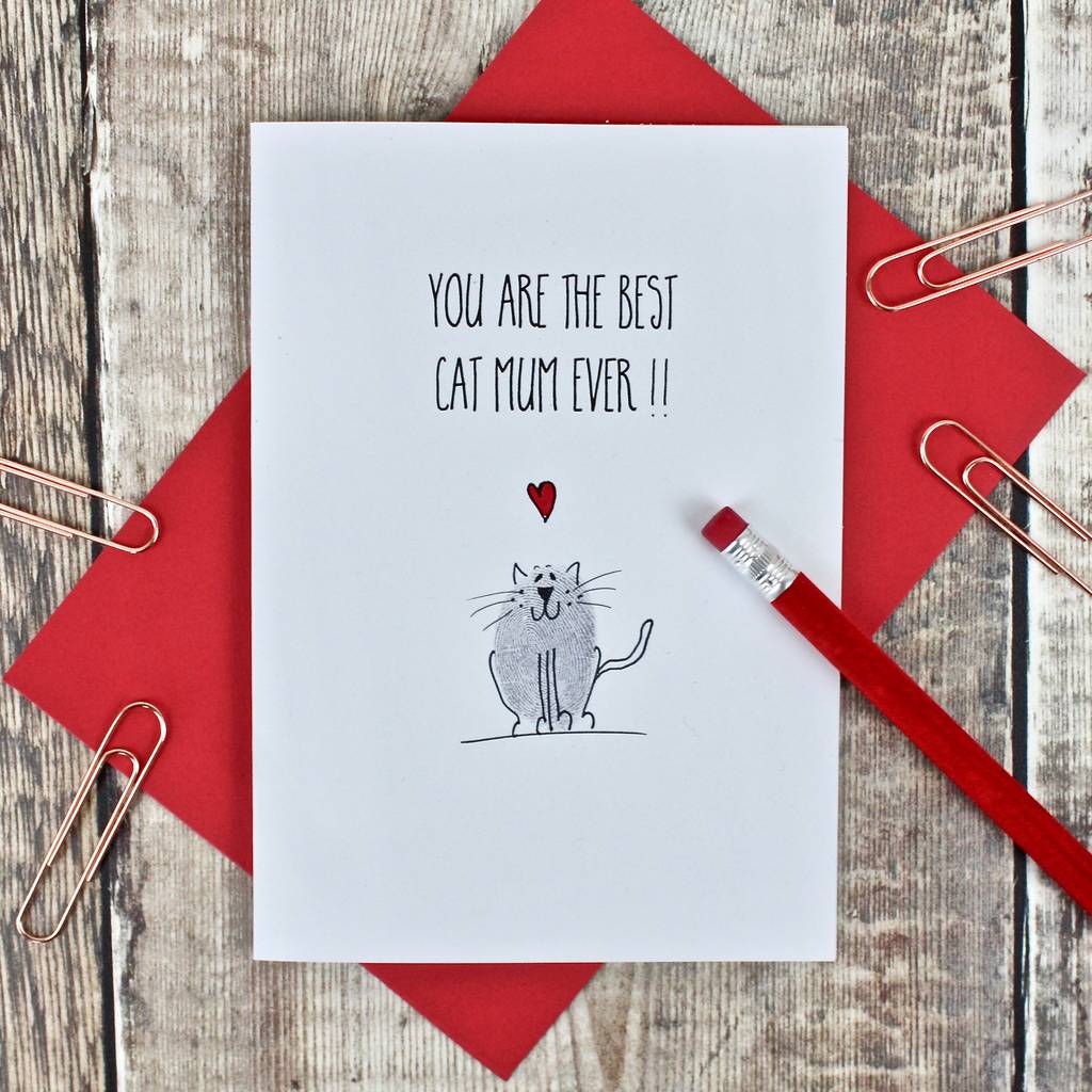 Best Cat Mum Thumb Print Card