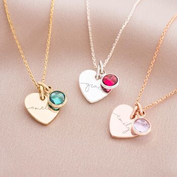 Esme Heart And Birthstone Necklace Photo Gift Set, 2 of 12