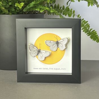 Personalised Two Butterflies Against A Golden Sun Personalised Framed Artwork, 3 of 4