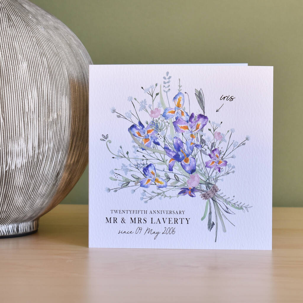 25th Anniversary Flower Bouquet Card By Vintage Designs Reborn