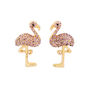 Gold And Pink Gem Flamingo Earrings, thumbnail 5 of 5