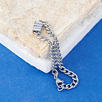 Gold Charm Name Initials Date Message Bracelet For Men And Women, 8 of 12