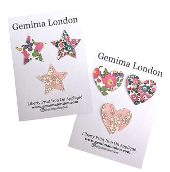 Liberty Print Iron On Applique Hearts/Stars Gift Sets, 3 of 6