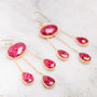Ruby Drop Gold Plated Statement Earrings, thumbnail 4 of 4