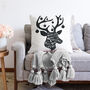 Christmas Deer Cushion Cover With Black And White, thumbnail 1 of 3