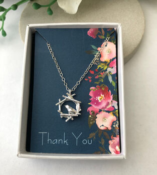 Sterling Silver Mini Robin Nest With Baroque Pearl Necklace, 7 of 9