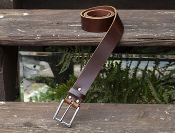 Handmade Belt Men's English Leather Belt Brown 35mm Wide, 2 of 10