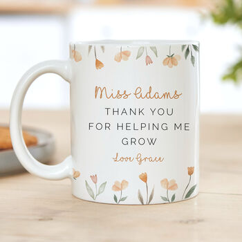 Personalised Floral Teacher Mug, 2 of 2