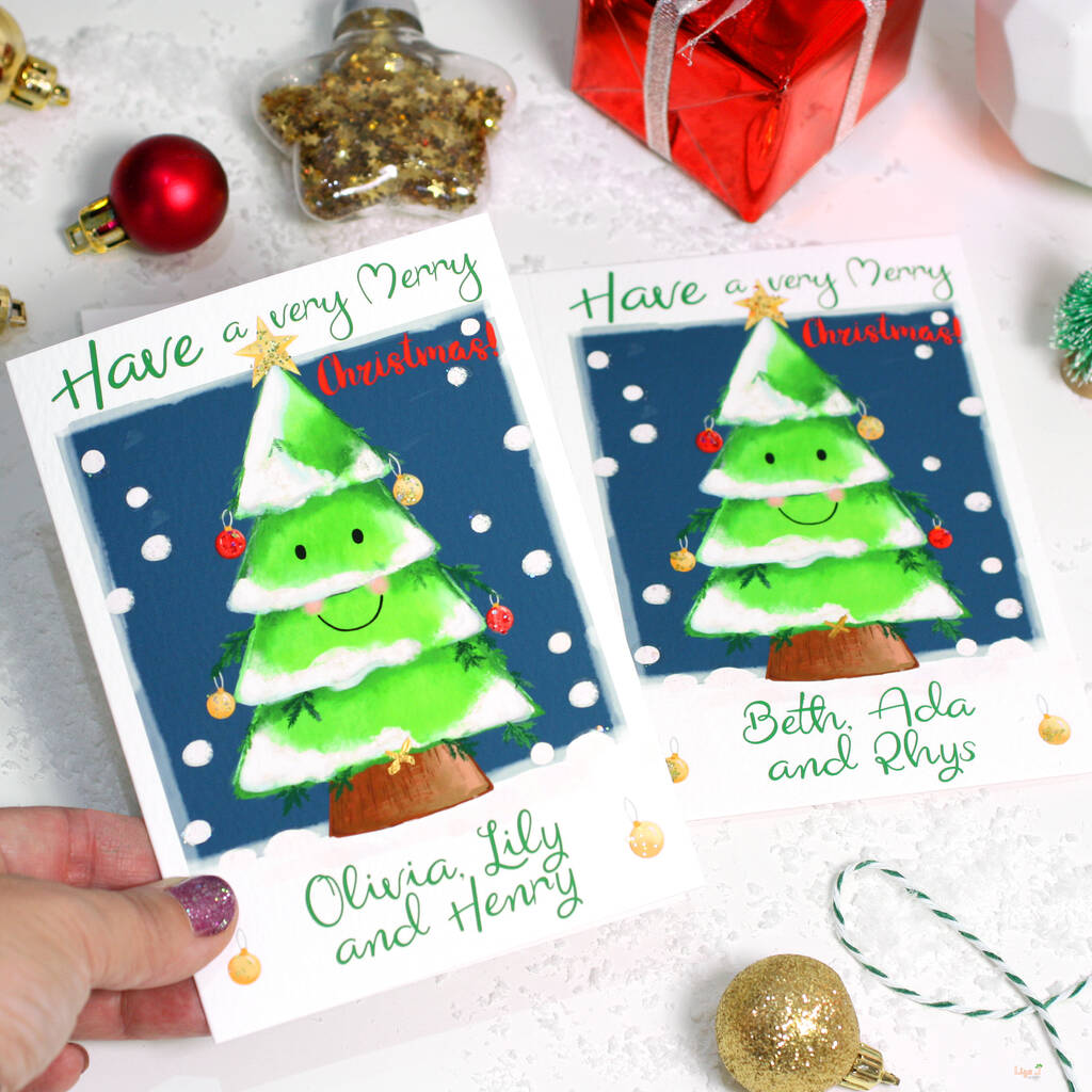 Personalised Festive Tree Family Christmas Card, 1 of 7