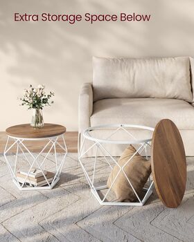 Set Of Two Round Coffee Tables Modern Steel Frame, 5 of 12