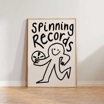 Spinning Records Doodle Music Vinyl Wall Art Print, 4 of 11