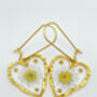 Heart Earrings With Daisies And Gold Beads, thumbnail 5 of 12