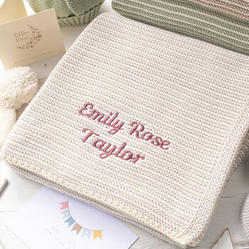 Unisex Mini Stripe Cotton Baby Blanket – Knitted, 2 of 12