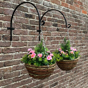 Set Of Two Artificial Azalea Topiary Hanging Baskets, 4 of 4