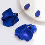 Royal Blue Hand Painted Large Petal Drop Earrings, thumbnail 1 of 3