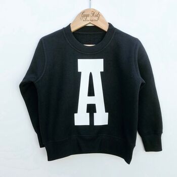 Personalised Kids Letter Sweatshirt In Black, 4 of 9