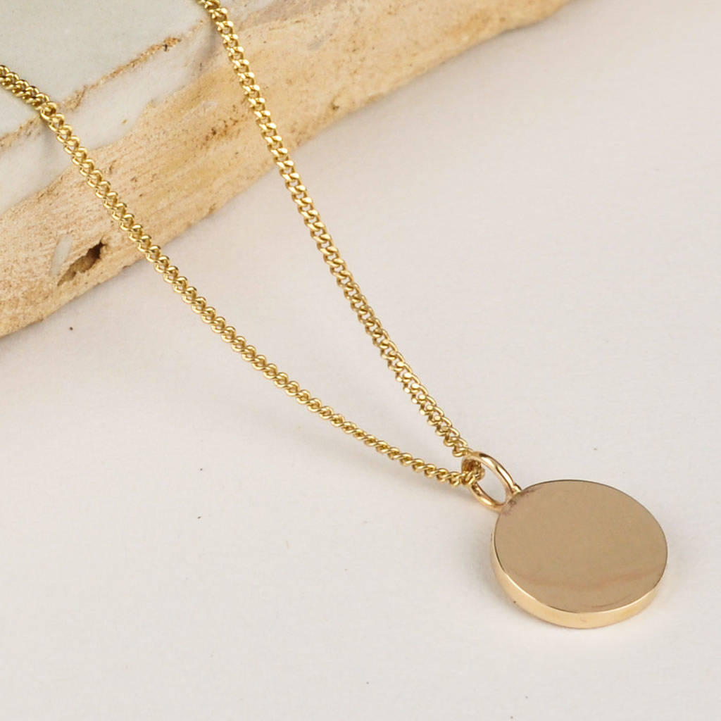 Delicate Solid Gold Disc Necklace, 1 of 10