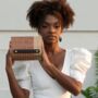 Mahogany Hardwood And Leather Clutch Bag, thumbnail 8 of 9