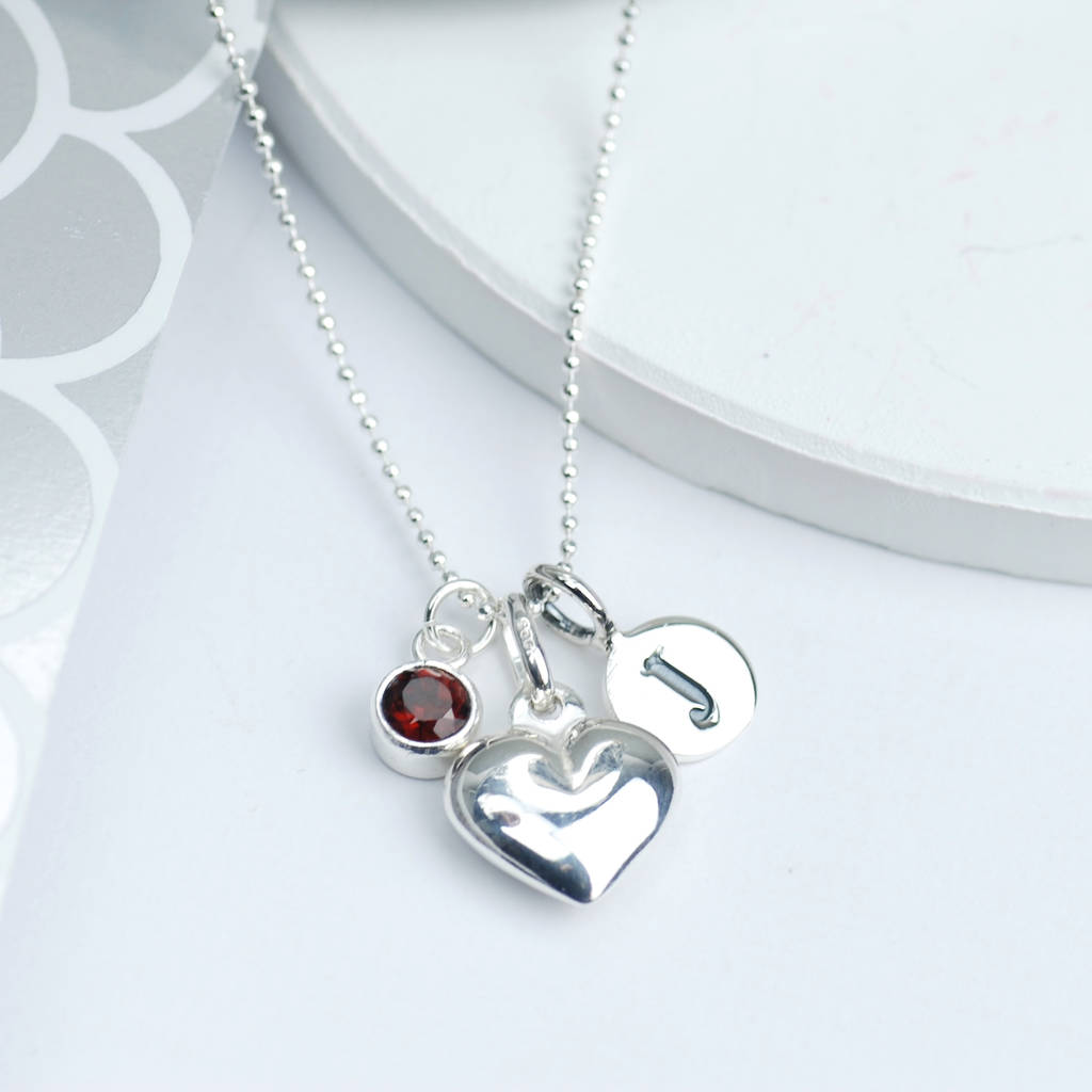 Girl's Personalised Silver Heart Birthstone Necklace By Penelopetom