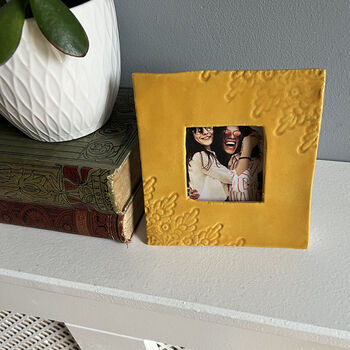 Mustard Lace Ceramic Wall Photo Frame, 6 of 6