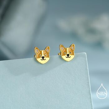 Sterling Silver Corgi Stud Earrings, 8 of 12