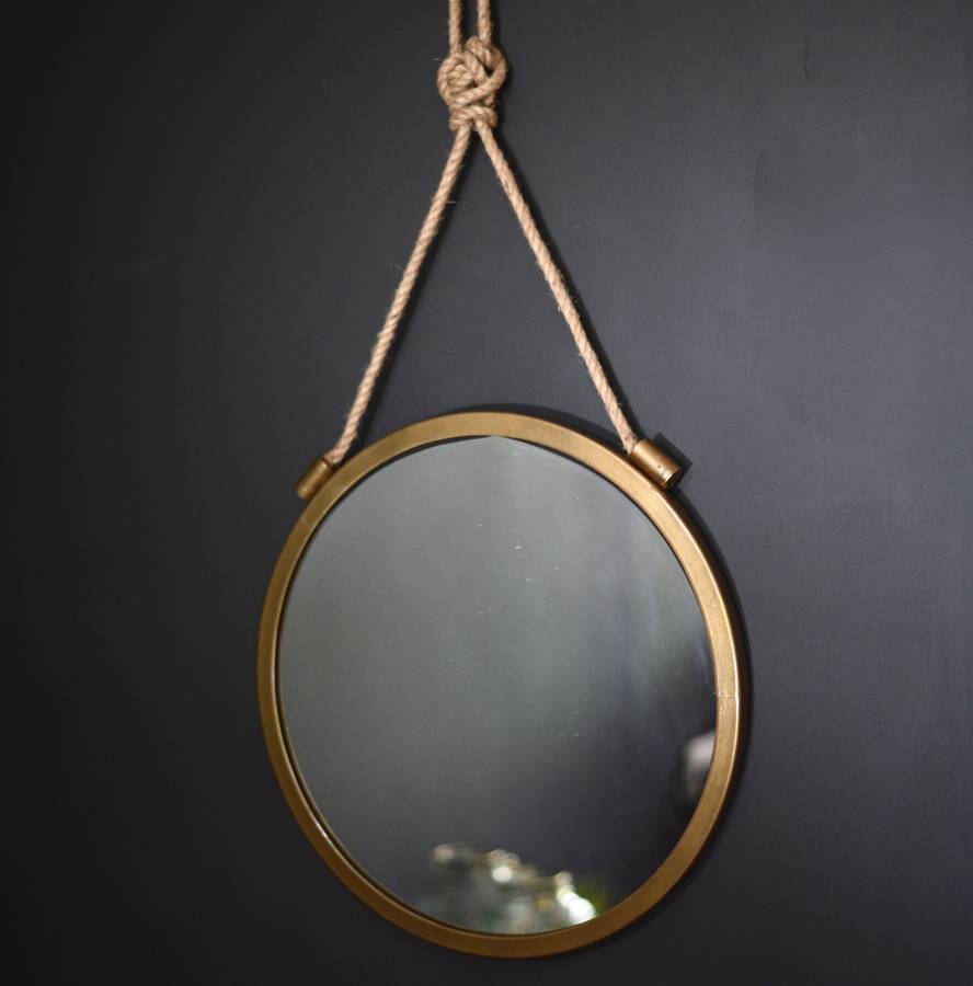 Burnished Gold Mirror On A Rope