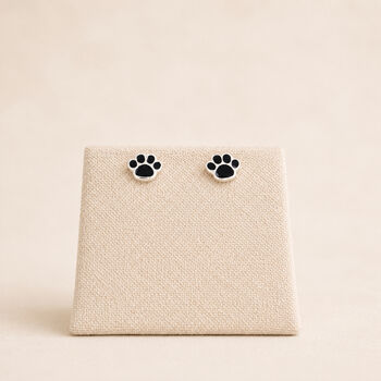 Sterling Silver Enamel Paw Print Stud Earrings, 3 of 7