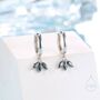 Sterling Silver Mystic Black Cz Marquise Crown Huggie Hoop Earrings, thumbnail 1 of 11