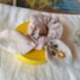 Bunny Bow Linen Scrunchies With Hand Embroidered Flower, thumbnail 6 of 10