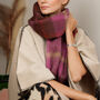 Wool Blend Cosy Checked Winter Scarf, thumbnail 5 of 8