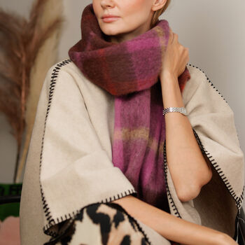 Wool Blend Cosy Checked Winter Scarf, 5 of 8