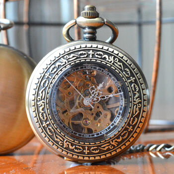 Bronze Engraved Pocket Watch With Antique Design, 3 of 5