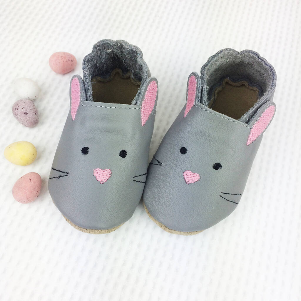 Personalised Leather Easter Bunny Paw Print Baby Shoes By Born Bespoke