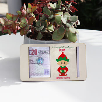 Personalised Christmas Elf Money Gift Holder, 8 of 8