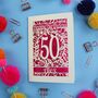 Personalised 50th Birthday Card Papercut Flower Design, thumbnail 1 of 8
