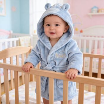 Personalised Baby Dressing Gown With Cute Bear Ears, 7 of 12