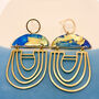 Blue Gold Flake Arch Statement Earrings For Her, thumbnail 6 of 12