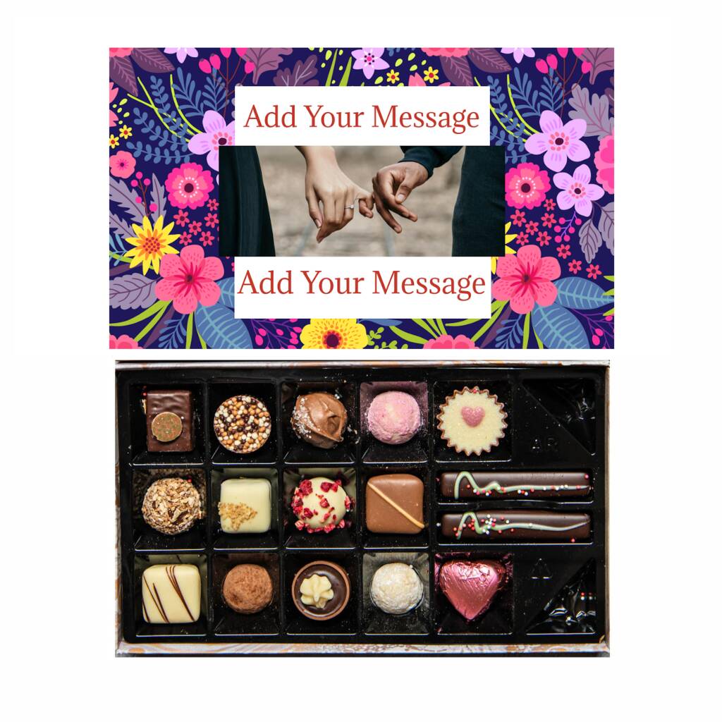 Personalised Chocolate Gift Box | 16 Box Purple Flowers