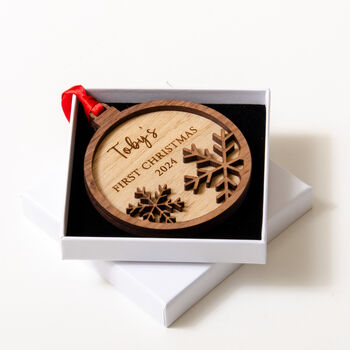 Personalised First Christmas Snowflake Bauble Decoration, 4 of 6