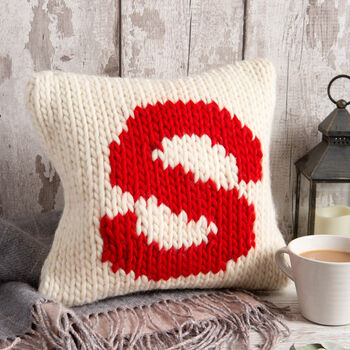 Personalised Cushion Knitting Kit In Red, 2 of 10