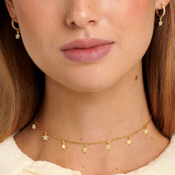 Star Necklace Or Choker Gift For Her 18ct Gold Plated, 2 of 4