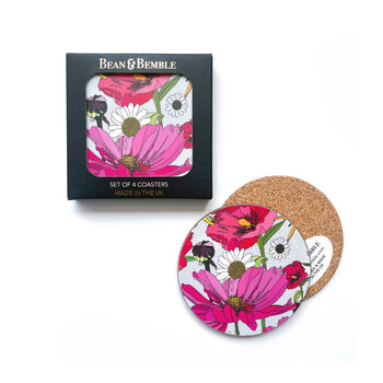 Round Coaster Floral Poppies Grey Heat And Stain Proof, 9 of 11