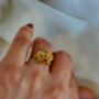 Adjustable Rose Ring Floral Raised Design, 18k Gold Stainless Steel, Waterproof Jewellery, thumbnail 2 of 8