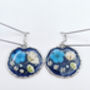 Real Blue Flowers Black Earrings Handmade Silver Or Gold Hypoallergenic, thumbnail 3 of 10