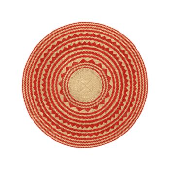Woven Natural Straw Red Round Placemats, 2 of 8
