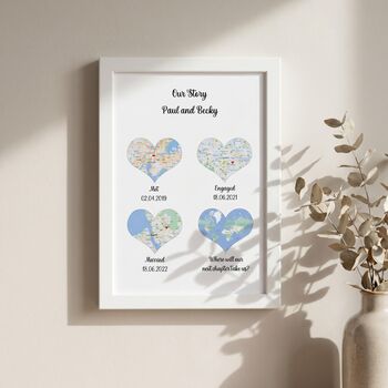 Wedding Gifts Personalised Location Maps Print Met Engaged Married, 3 of 10